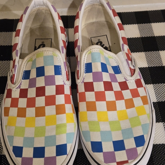 Vans Shoes - Vans Multicolor Checkered Slip-On Flats